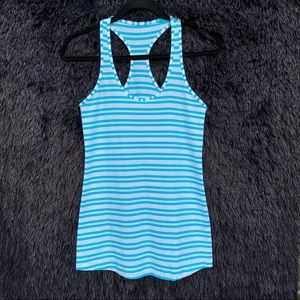 Lululemon aqua blue and white striped tank top